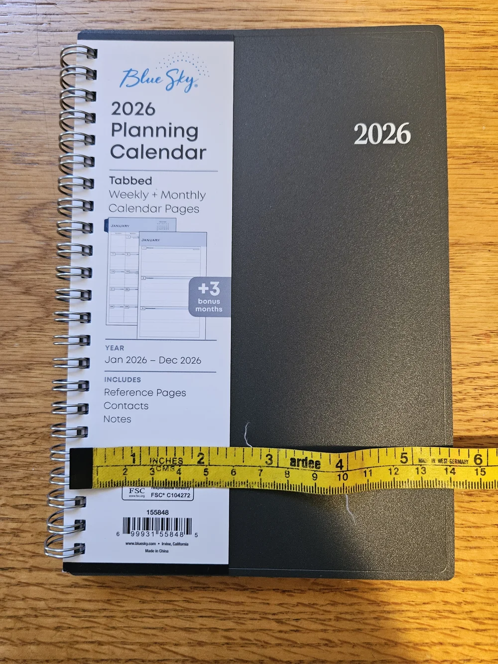 Blue Sky Spiral-Bound 2026 Planner in Black